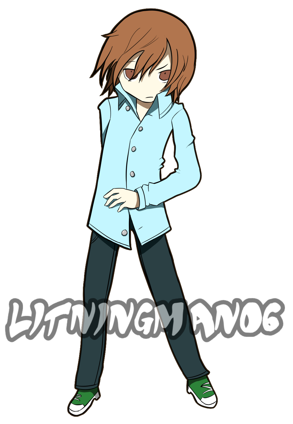 A long-haired boy that I drew to practice shirt folds.